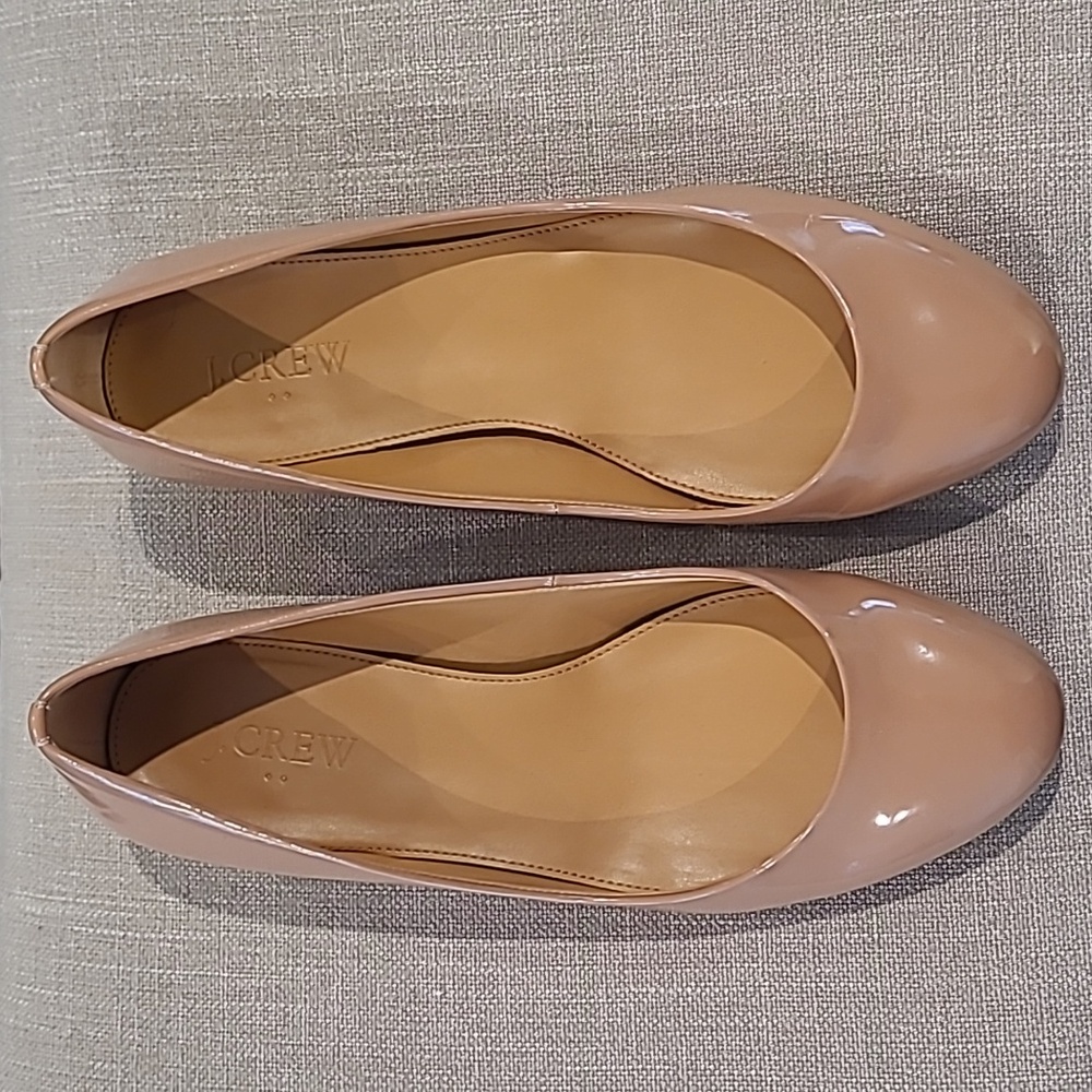 J.Crew Factory Lily Metallic-Heel Patent Ballet Flats
